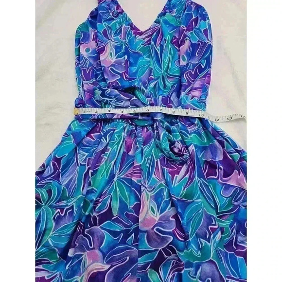 Vtg 90s Le Cove Women's Purple and Teal Flower One-piece Romper Swimsuit - Picture 5 of 7